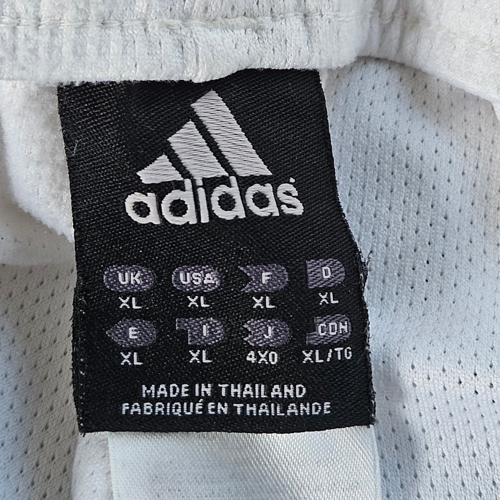 Adidas Mens Mesh Basketball Shorts White Black 3 Stripe XL Athletic Drawstring - Picture 3 of 13